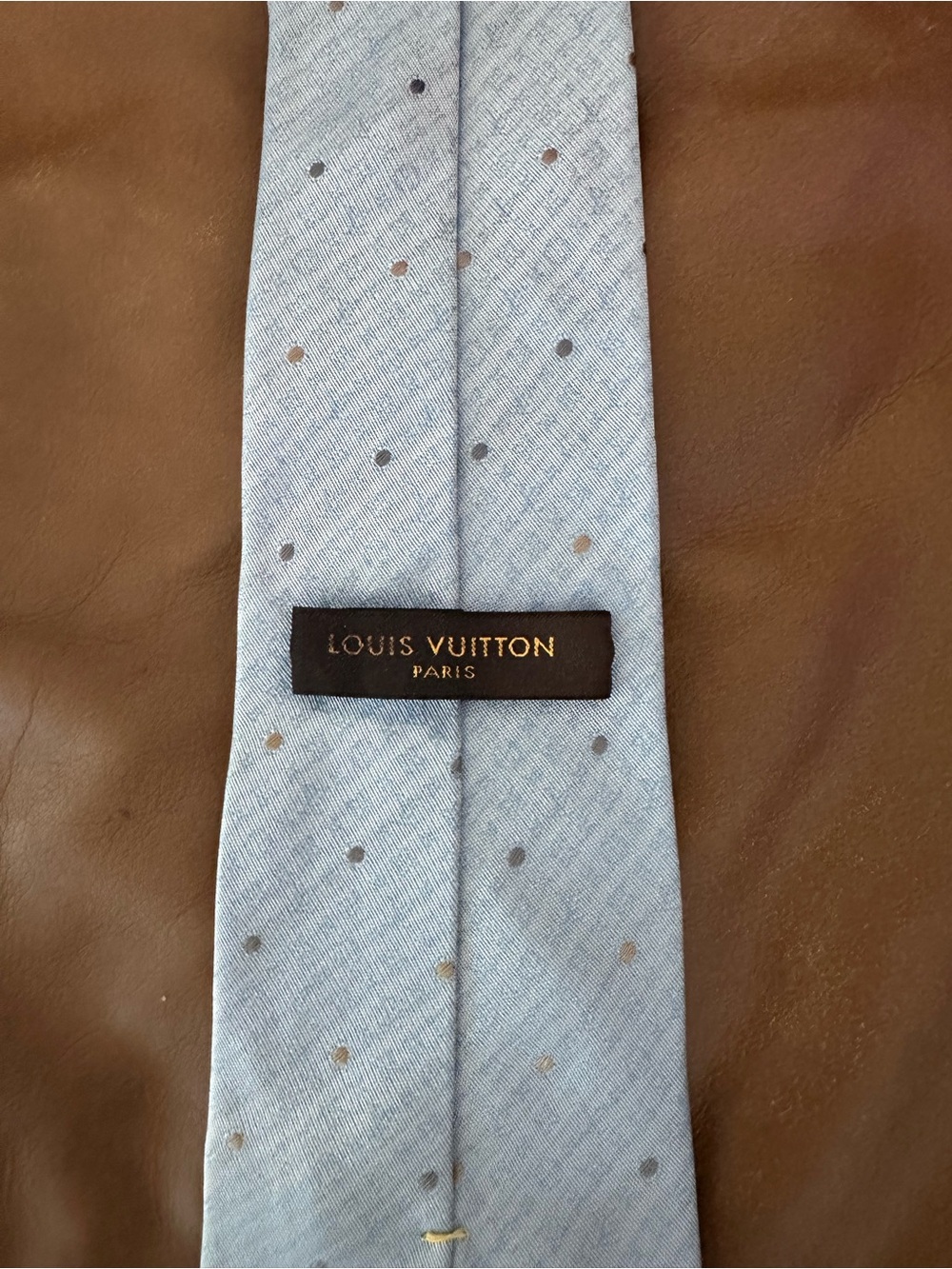 Louis Vuitton Paris Light Blue Silk Tie, Polka Dot Monogram Necktie - Picture 2 of 6